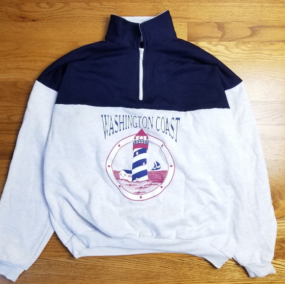 Vintage Other - VTG USA PNW Washington Coast Quater Zip Sweatshirt
